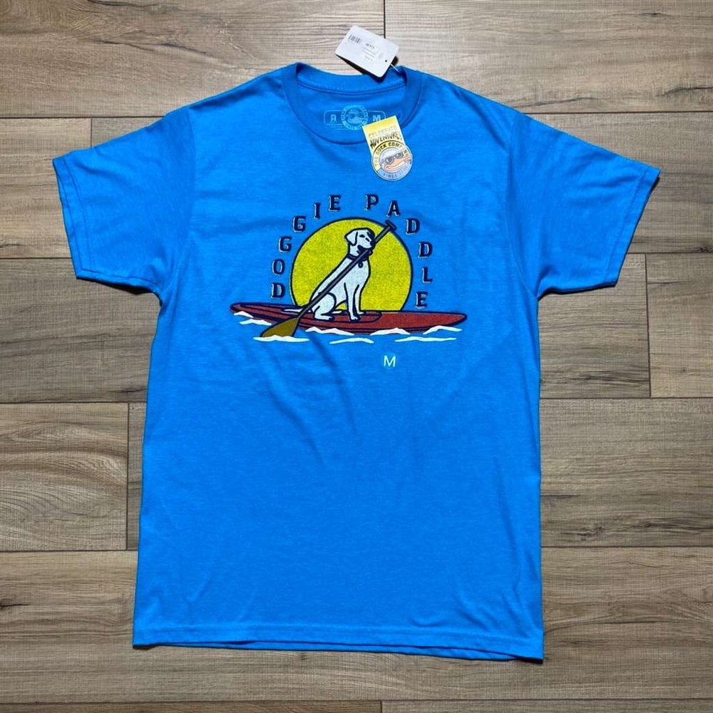 The Duck Company Unisex‎ Doggie Paddle Graphic Tee Size Adult Medium Turquoise